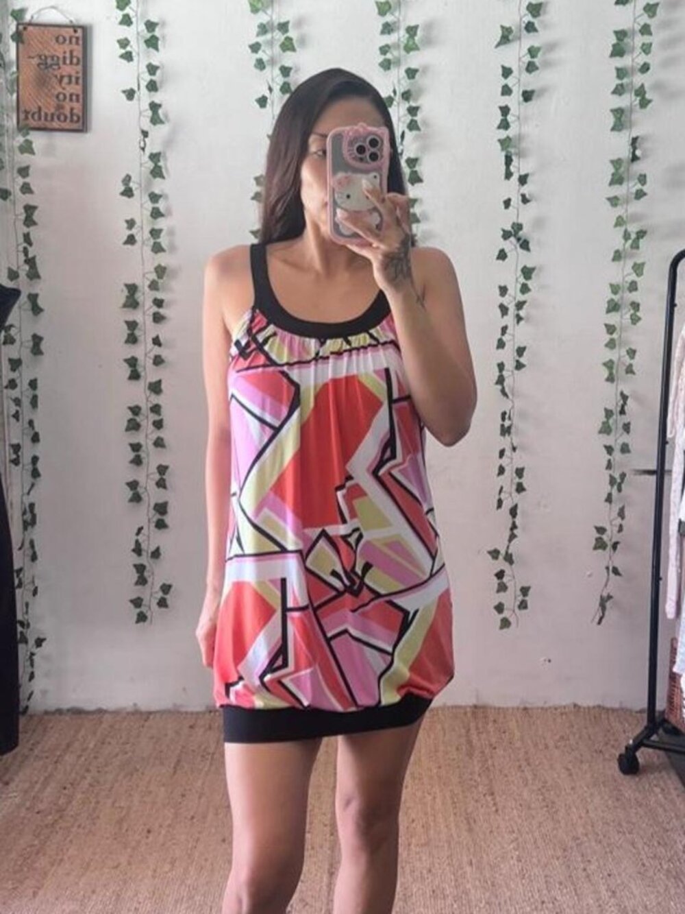 Y2K abstract print mini geometric print bubble dress size M